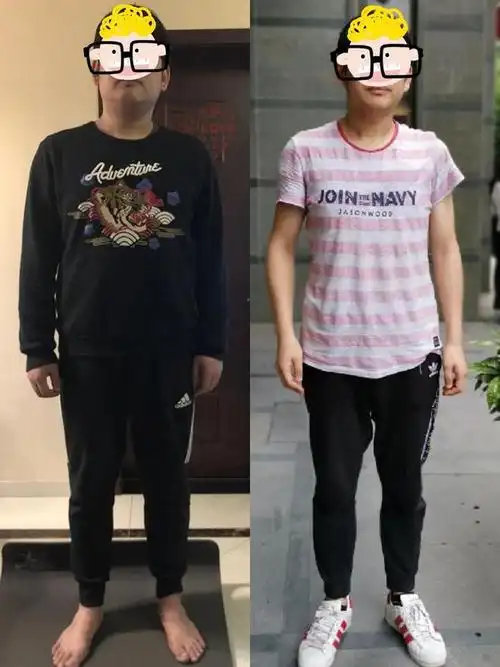 云飞减肥前(左)后(右)对比图