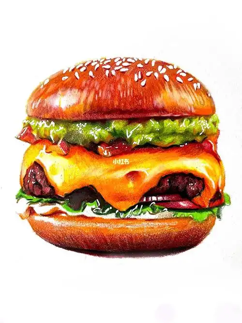 彩铅简单易学的彩铅汉堡好看吗