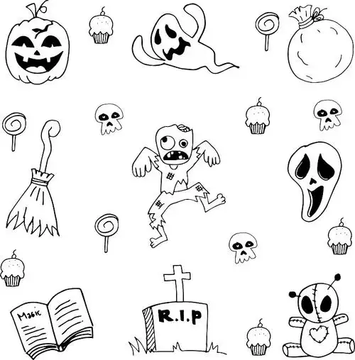 恐怖元素涂鸦万圣节图片