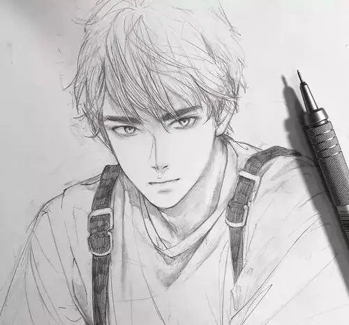 线条干净利落的帅气小哥哥铅笔素描作品,好养眼_素描入门_零二七艺考