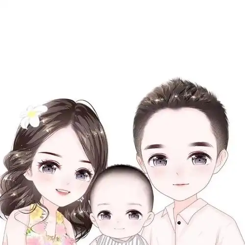 亲子头像,一家三口,幸福很简单,附送说说