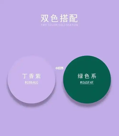 丁香配绿色:这是一组特别适合春天的颜色搭配,丁 香其实就是淡紫色