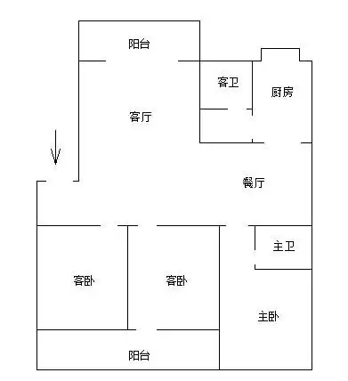 求三房两厅户型图,要求三个卧室都朝南面,平面面积是去13.2m×10.5m