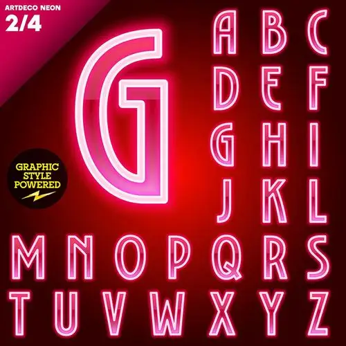 创意发光英文字体矢量素材