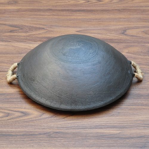 传统铁锅双耳炒锅圆底铸铁无涂层炒菜锅燃气用尖底生铁锅农村大锅