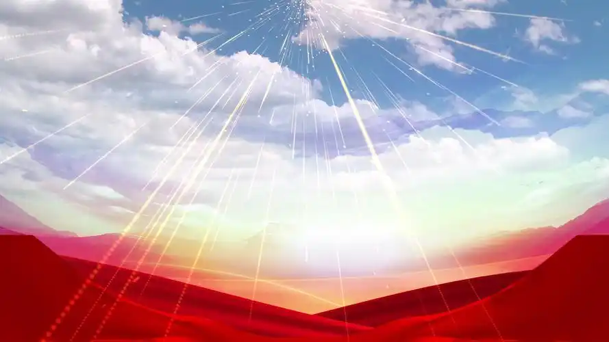 舞台素材-清新自然风光红绸布蓝天白云背景视频素材