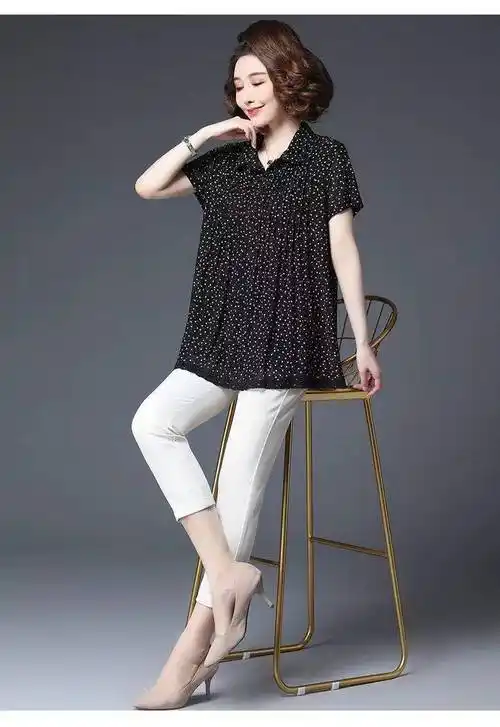 坤洛适合胖人穿的衣服加肥加肥婆夏装上衣2022夏季雪纺薄款加大加肥