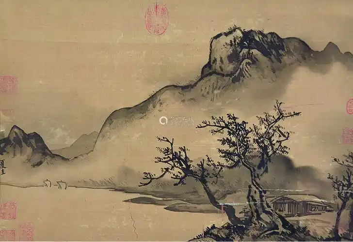 夏圭山水镜框纸本