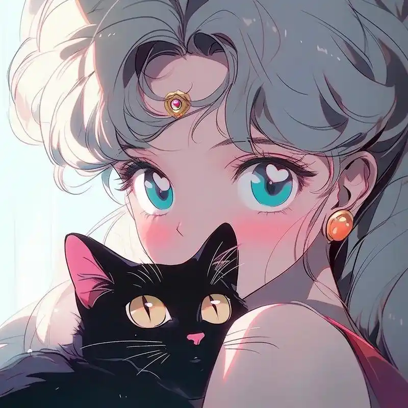 少女和猫|超治愈日系动漫头像 有一些小猫假扮成人类与我们相爱93