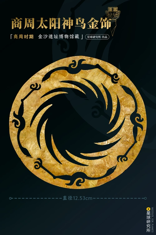 鸟,箭和人面像,与三星堆金杖纹样极其相似,摄影师@张艳,制图@冯艺卓