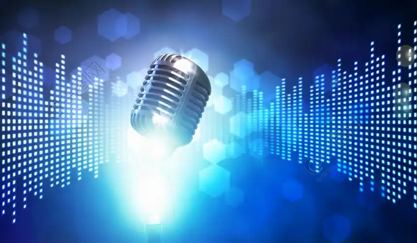 让我们唱歌在彩色背景上的时尚复古麦克风让我们唱歌