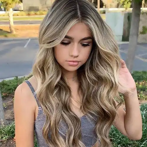 亚马逊新款假发女中分长卷发大波浪渐变长款发型欧美假发厂家现货