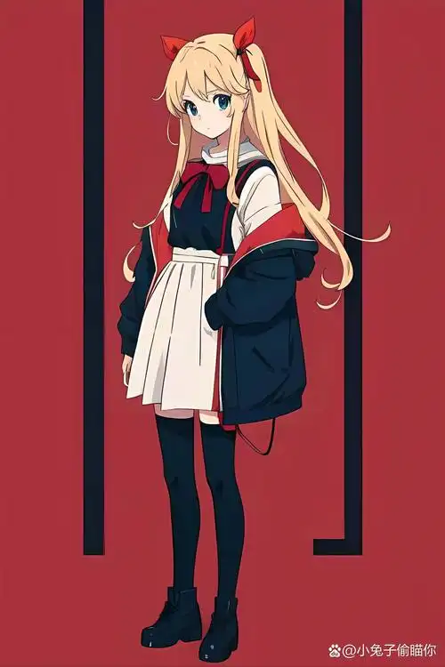 新年动漫人物女孩站姿 ,全身像