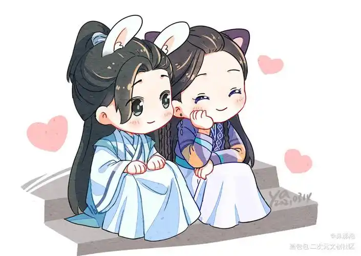 两只小可爱_山河令顾湘曹蔚宁曹蔚宁顾湘q版同人绘画作品