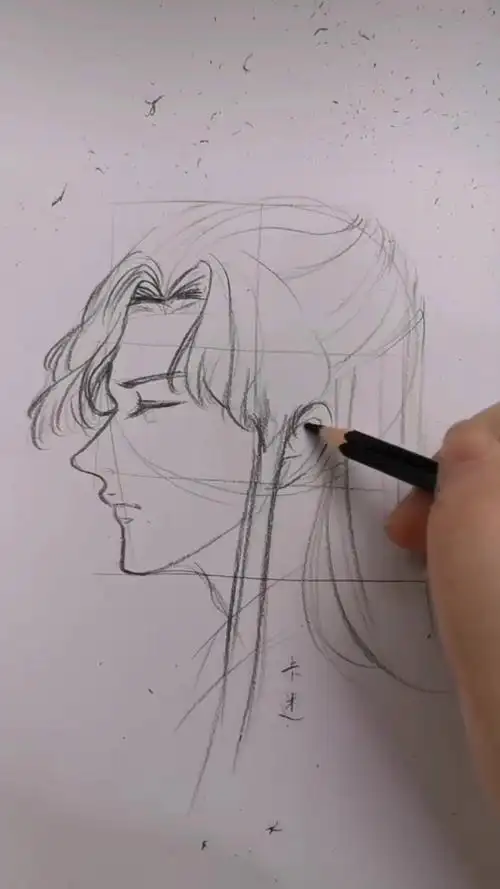 教画古风男生侧脸你会了吗