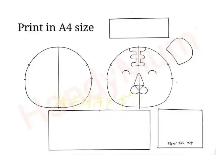 小老虎零钱包#布艺  #diy  #小老虎  #图纸  #免费  #拼布  #零钱包