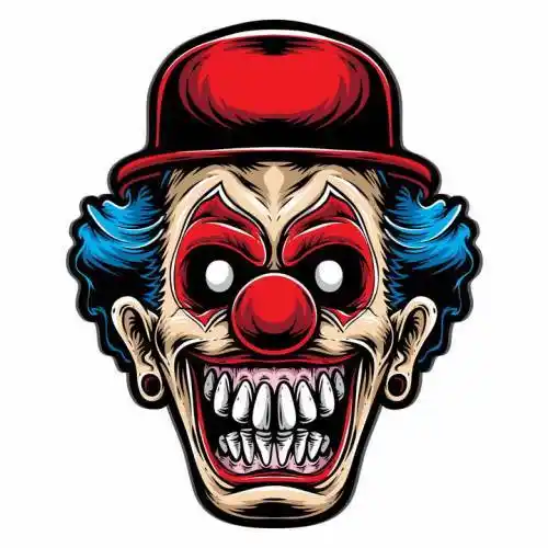 恐怖凶狠的卡通小丑头像表情png图片免抠矢量素材