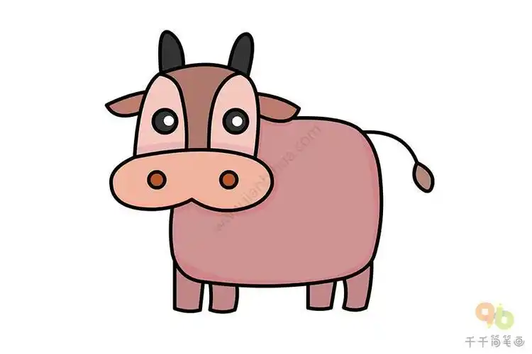 卡通牛简笔画有颜色