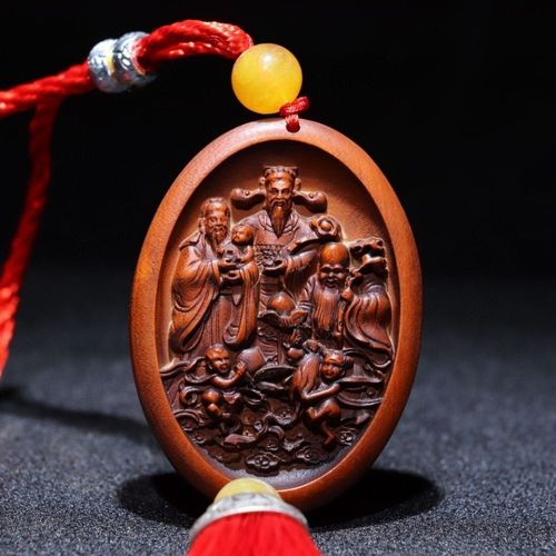 黄杨木精工雕刻      福禄寿腰牌
