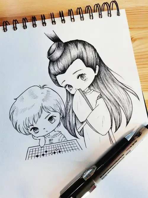 针管笔手绘  我在想我为什么那么喜欢《棋魂》,可能是因为在他们缮舷