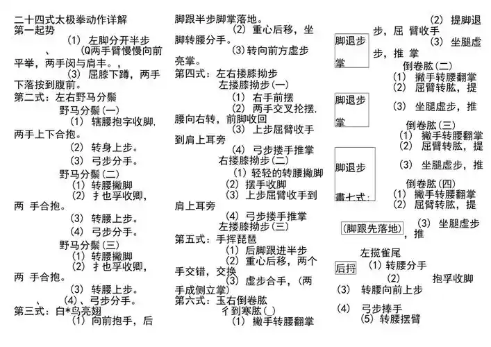 二十四式太极拳动作要领详解