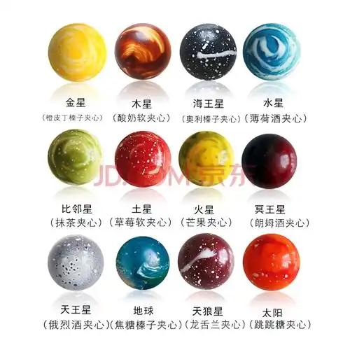 巧克力礼盒装送女友生日限定礼物 手工制作12星球巧克力(黑色礼盒送贺