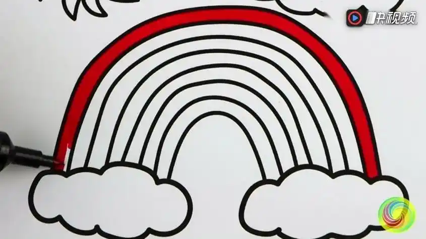 七色彩虹简笔画儿歌
