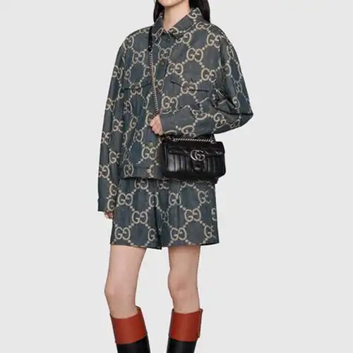 古驰gucci女士ggmarmont系列皮革双g手提单肩斜挎包迷你款446744um8an