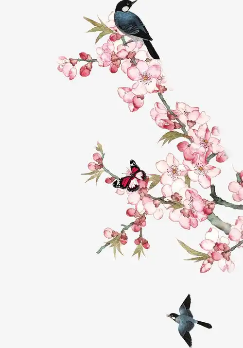 png图片手绘桃花psd素材素材下载