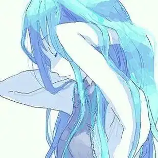 二次元 动漫 长发 侧脸 闭眼 女头 女生 动人