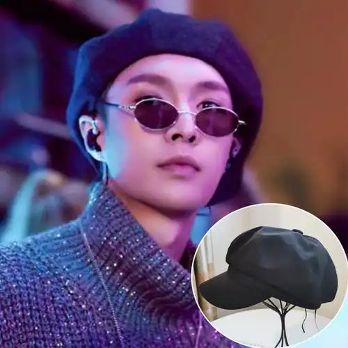 特价张艺兴同款帽_张艺兴同款贝雷帽男女英伦复古夏天薄款八角帽黑色