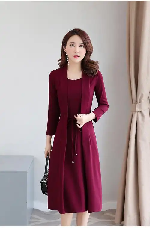 小个子搭配冬季连衣裙新款加厚收腰显瘦大码初秋女装冬装加绒加厚2019