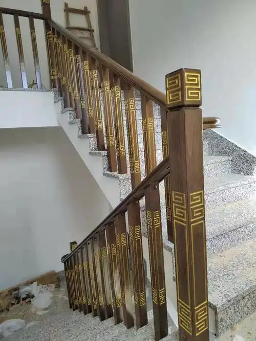 中式扶手实木新中式楼梯护栏栏杆水漆立柱木质楼梯立柱