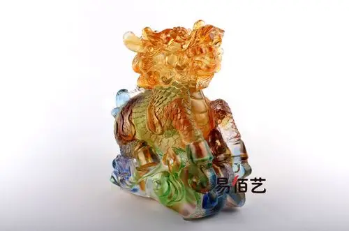 易佰艺 古法琉璃 赐福麒麟 摆件镇宅招财家居风水摆饰