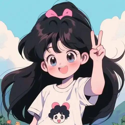 比耶的小女孩头像图片 ai绘画动漫女孩开心的笑比耶女生头像
