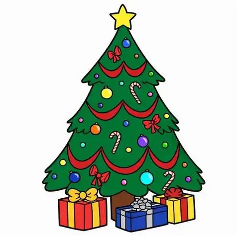 圣诞树物盒和礼简笔画带颜色 简笔画图片大全-普车都
