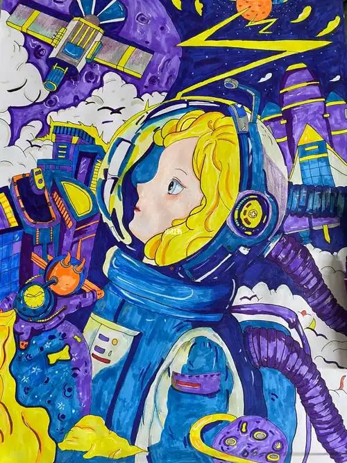 完成73#代画手绘  #代画  #手抄报  #科幻画  #临摹  #接單