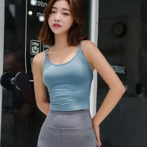 细带美背内衣女夏季薄款交叉聚拢运动文胸防震跑步瑜伽健身