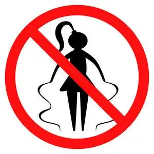 请勿入内禁止女孩入内的标志. 矢量图照片