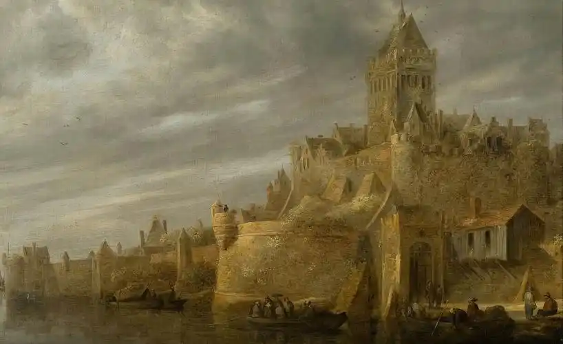 荷兰画家扬凡戈因城堡风景油画作品欣赏