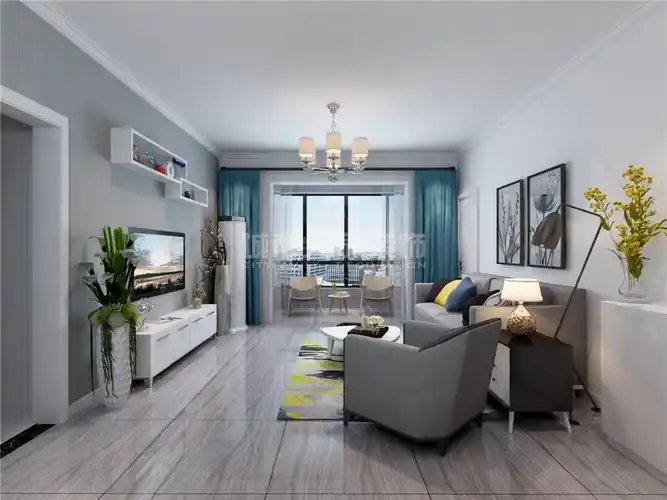 102㎡现代简约三居装修案例_效果图_土巴兔装修网