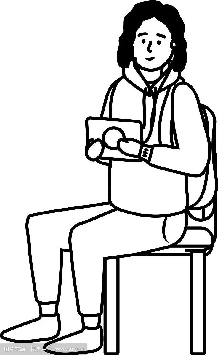 一个人坐在黑白相间的椅子上