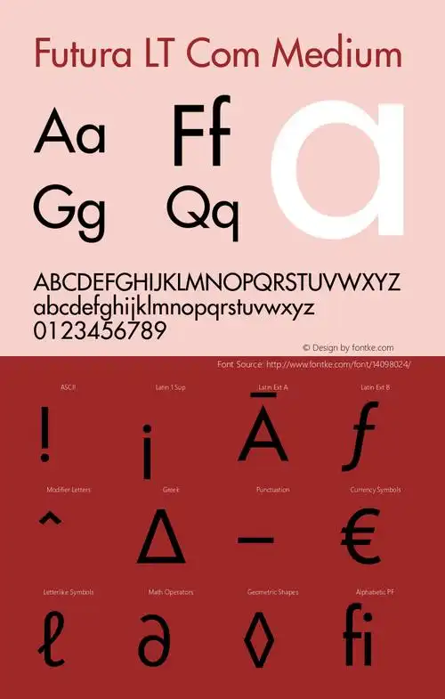 futura lt com medium version 1.21图片样张-字体样张-字客网