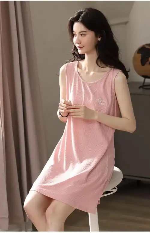 莫代尔睡衣睡裙女夏季背心裙子薄款大码连衣裙夏天宽松吊带睡衣女士