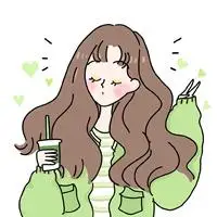 绿色手绘小清新女生头像