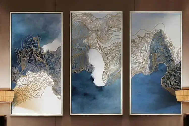 厂家直销新中式客厅装饰画 玄关简约抽象线条挂画酒店壁画 创意