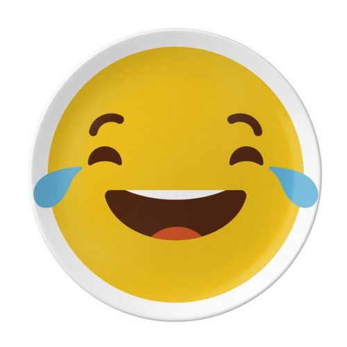 笑哭黄色可爱网聊表情包插画陶瓷餐盘子8寸月光盘餐具家居礼物