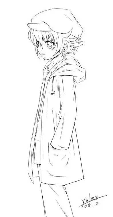 二次元帅哥全身简笔画