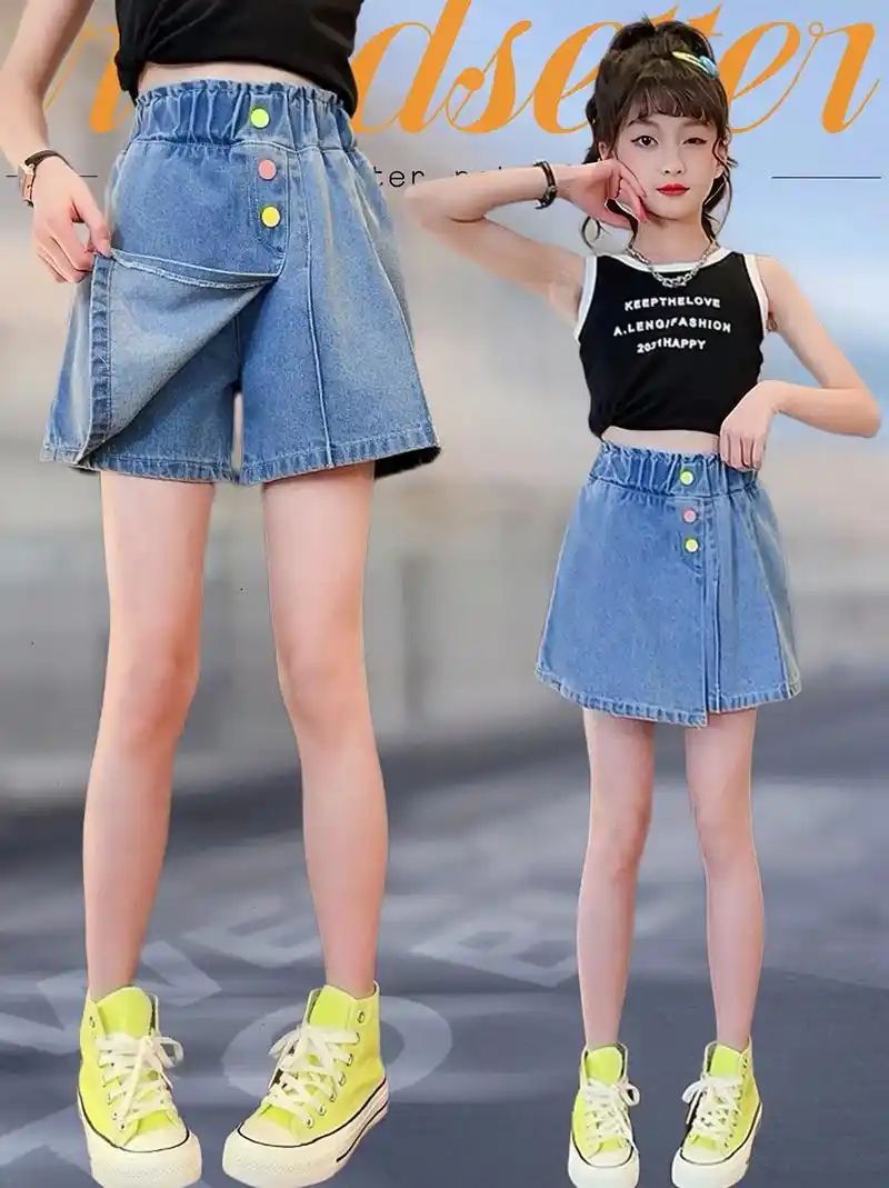 美妈们,女童牛仔短裤夏装女孩夏季薄款裤子外穿洋气夏款大童裙裤儿童