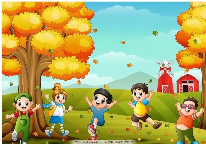 秋天的风景画儿童水彩画秋天的景色儿童画水彩颜料